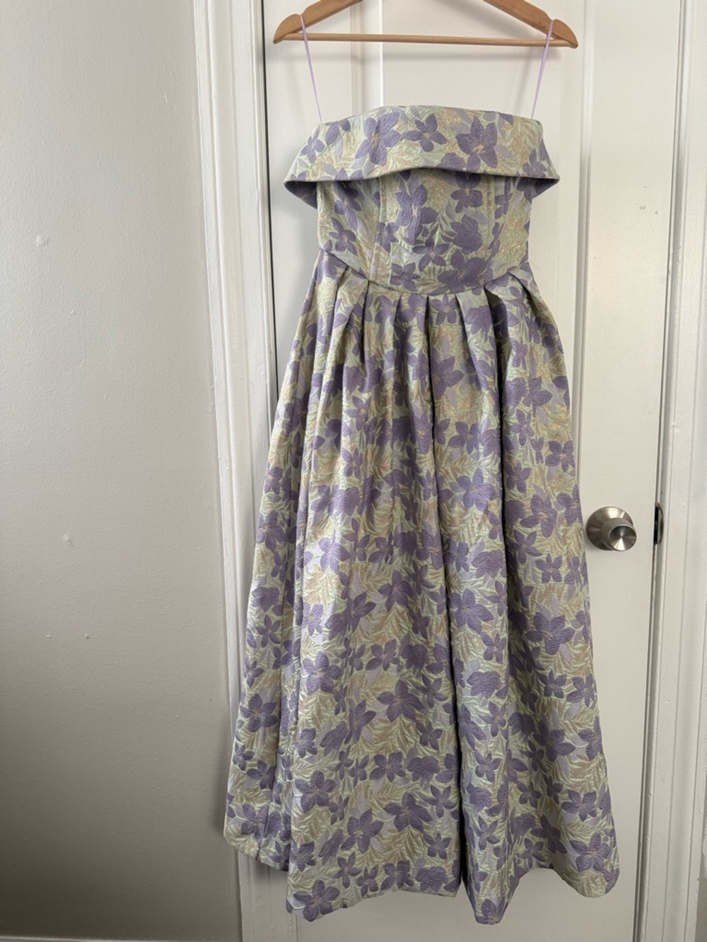Petal & Pup Lavender and Cream Strapless Floral Midi Dress - Picture 3 of 5